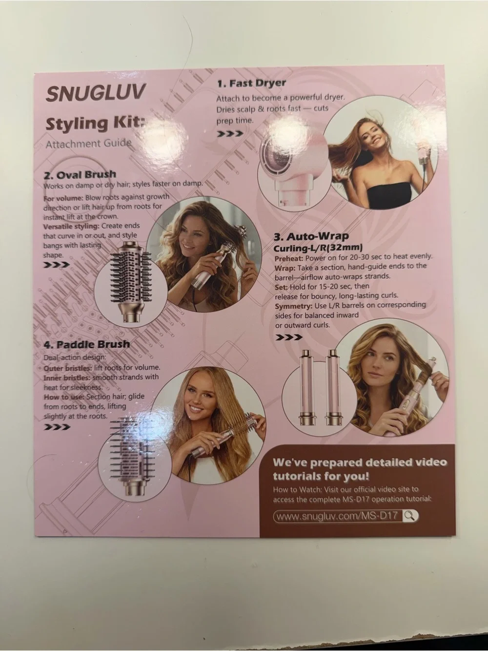 Snugluv 5-in-1 Hot Air Styler Kit - Pink